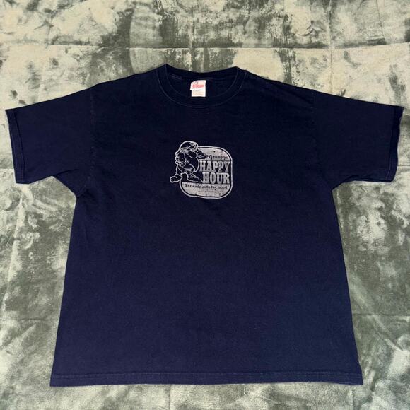 The Disney Store Grumpy's Happy Hour T-Shirt Men's XL Navy Blue Short Sleeve VTG - Picture 2 of 7